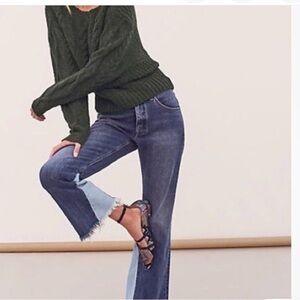 Anthropologie Pilcro & the Letterpress High Rise Flare Two Tone Crop Jean Sz 30